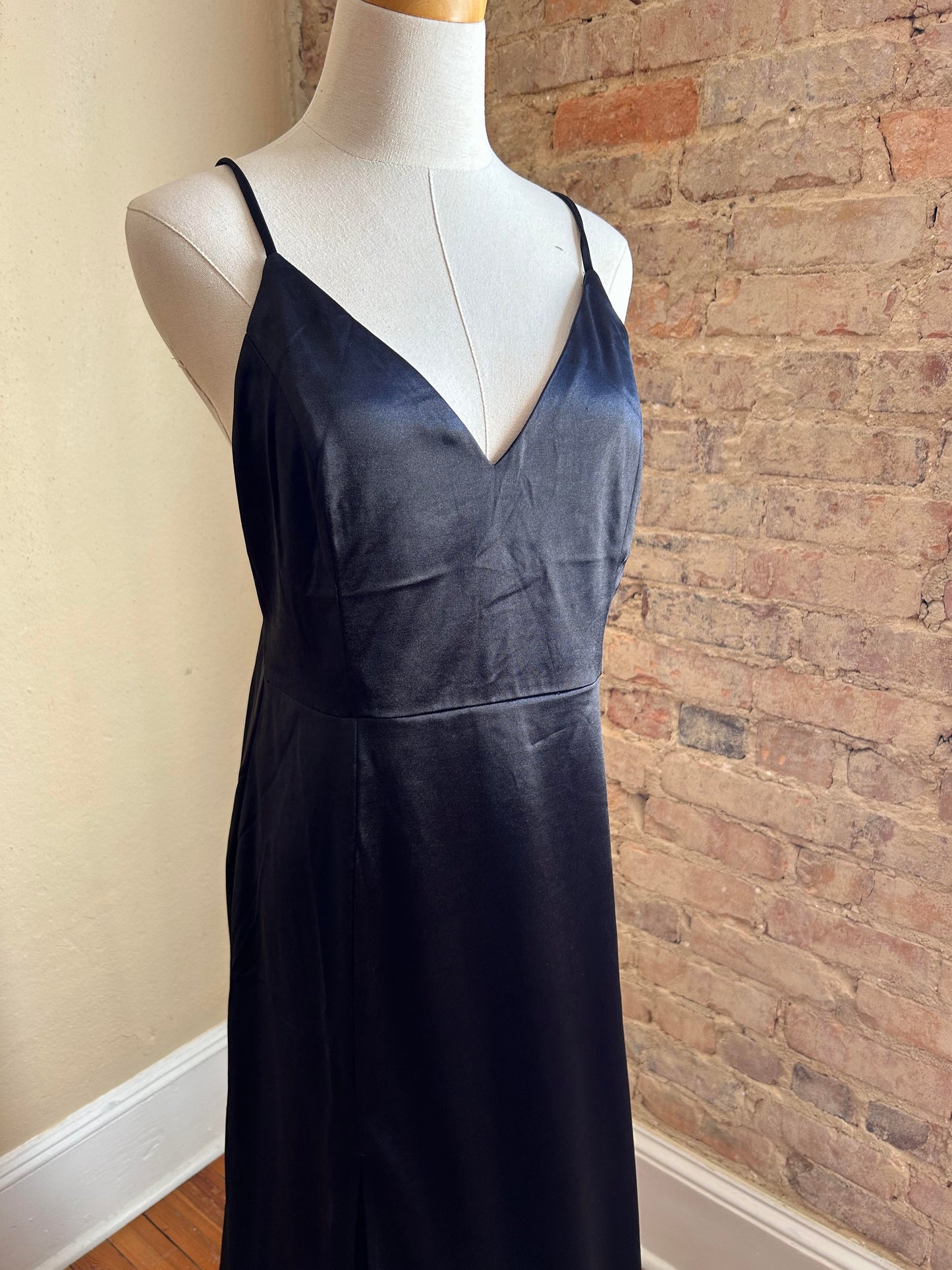 Simply Stated Black Silky Dress Rental