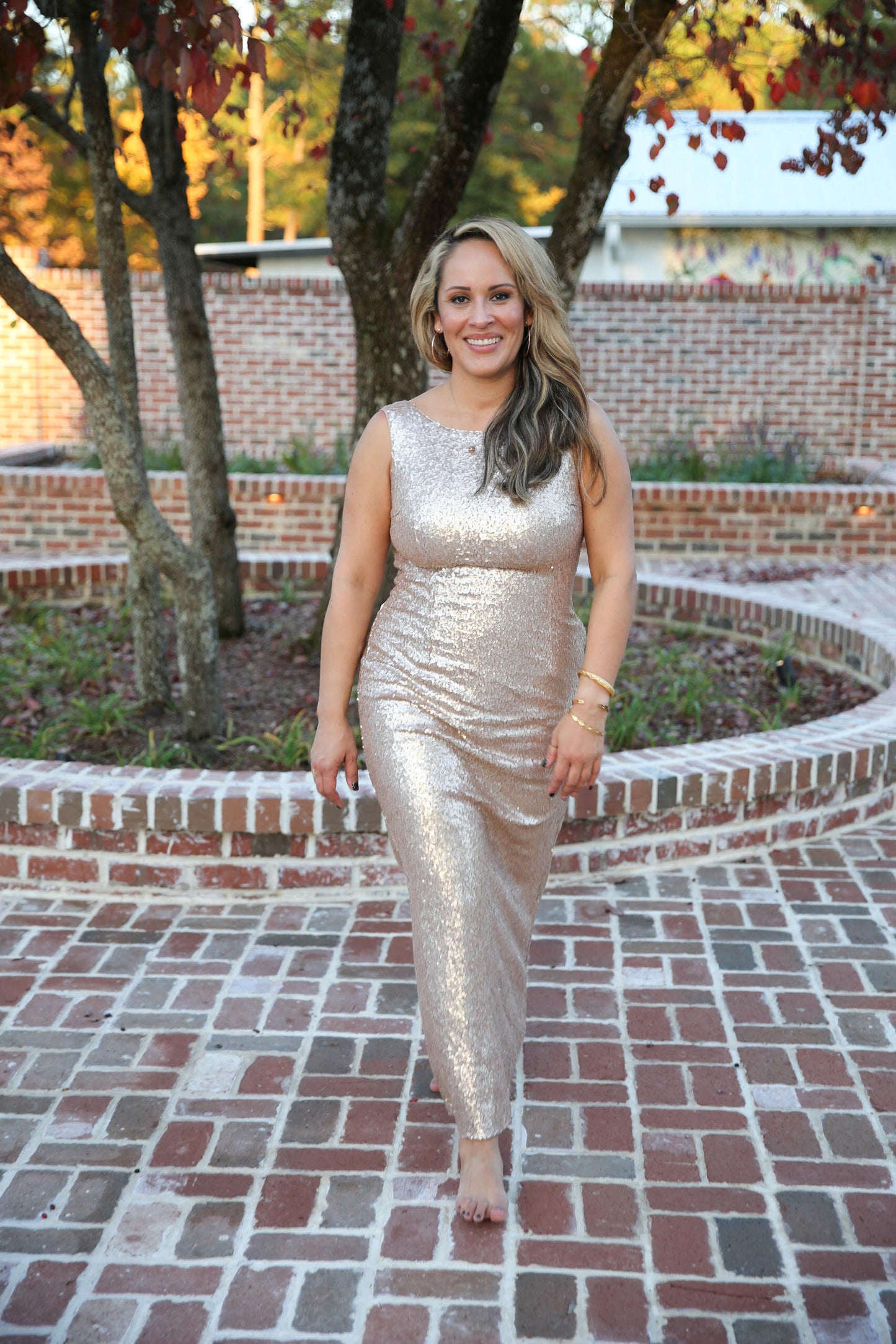 Gold Sparkly Sequin Dress Rental - Size Large