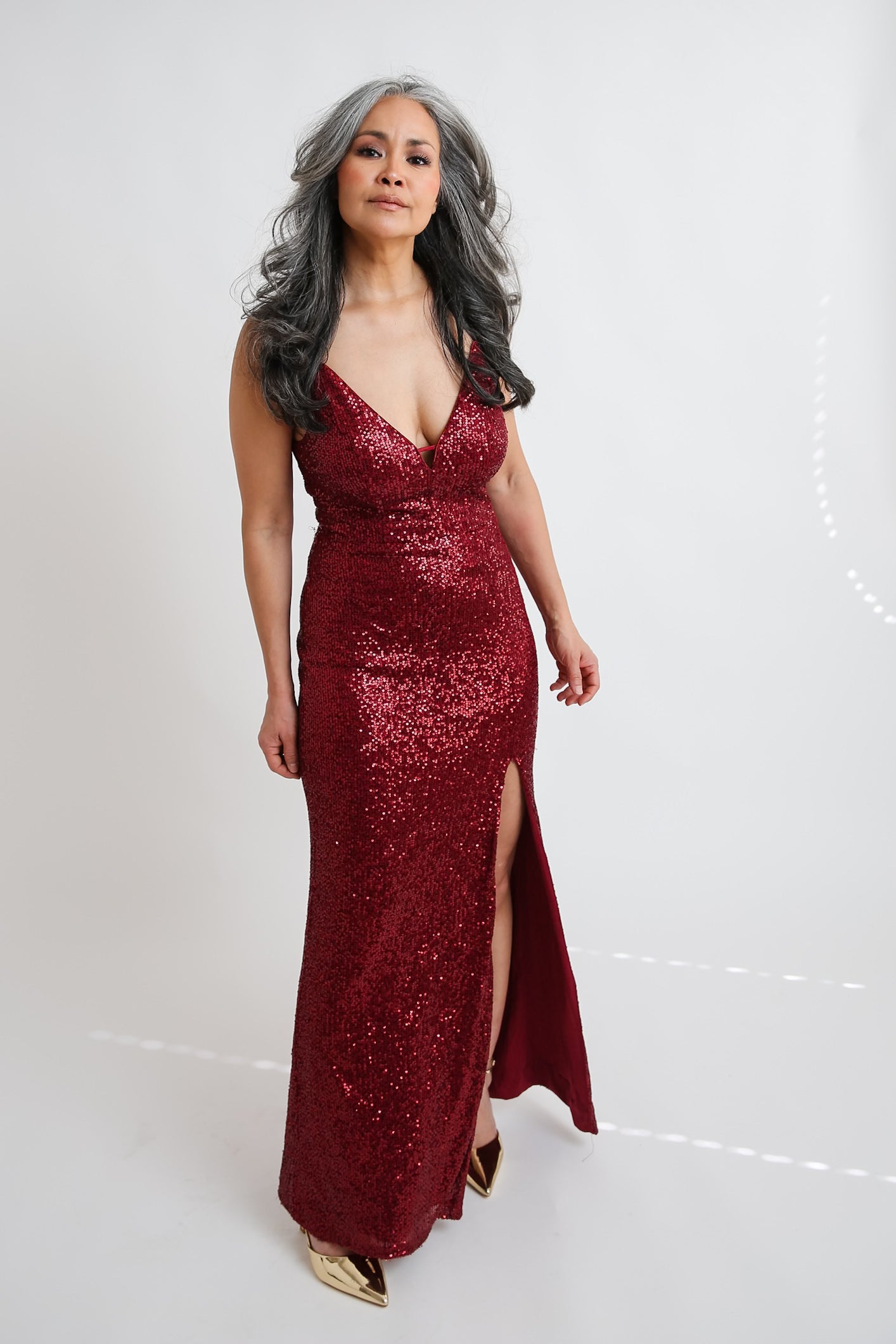 Burgundy Sequins Dress Rental - Size X-Small