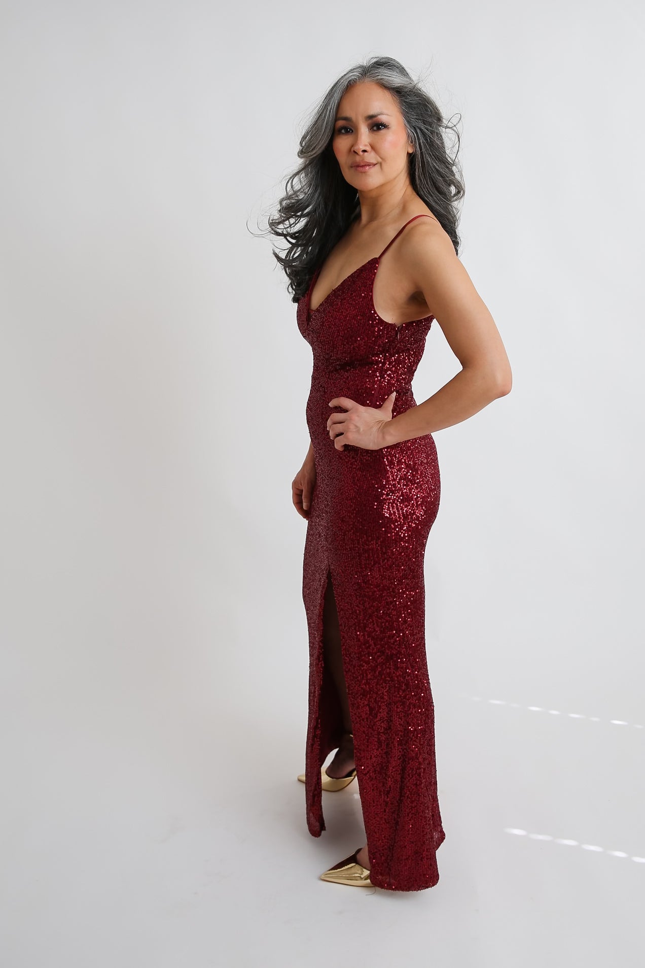 Burgundy Sequins Dress Rental - Size X-Small