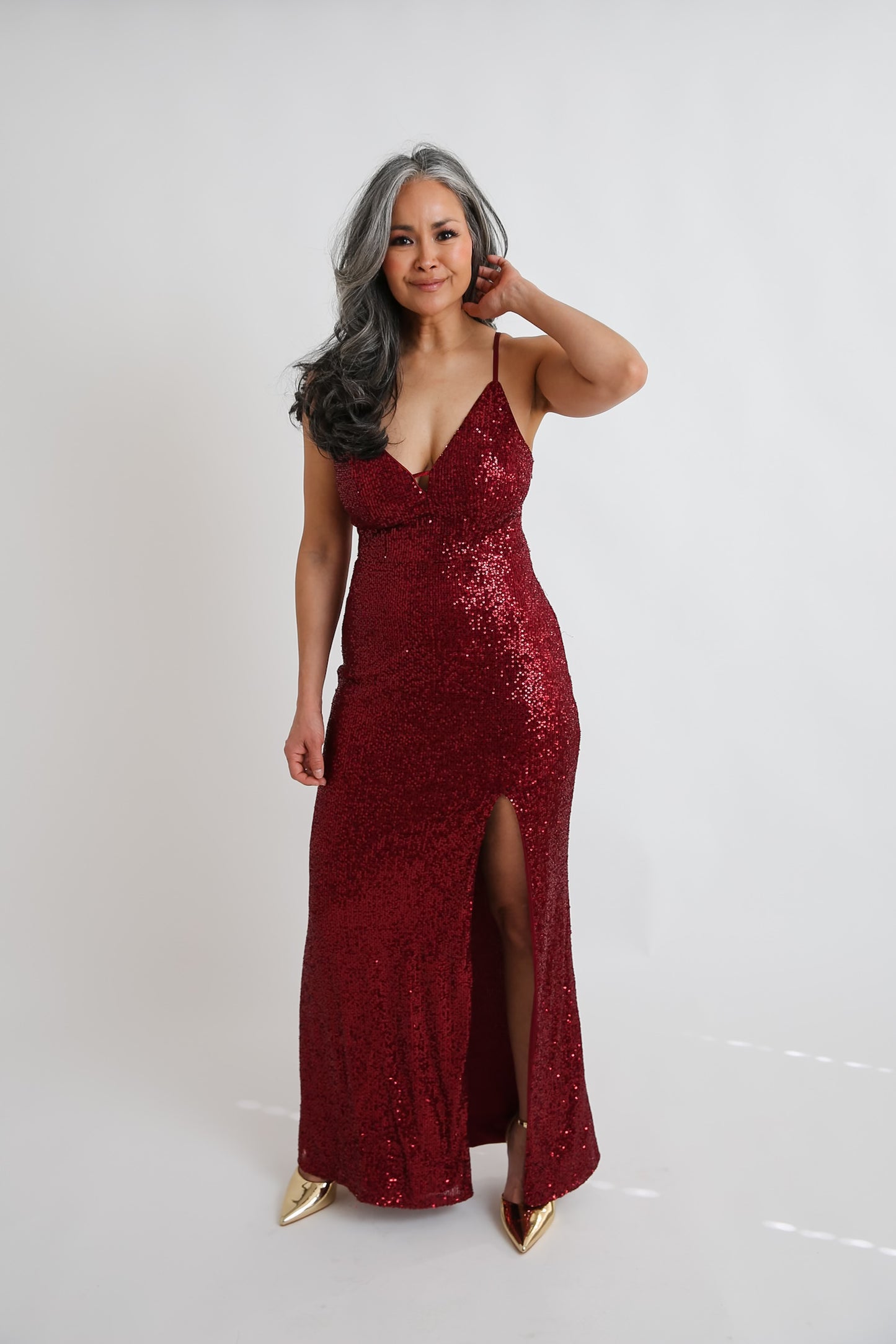 Burgundy Sequins Dress Rental - Size X-Small