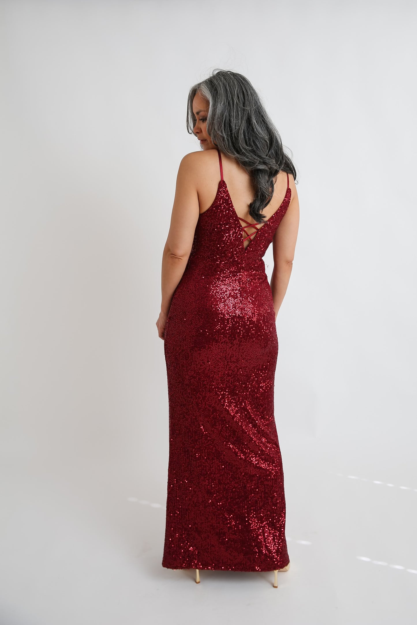 Burgundy Sequins Dress Rental - Size X-Small