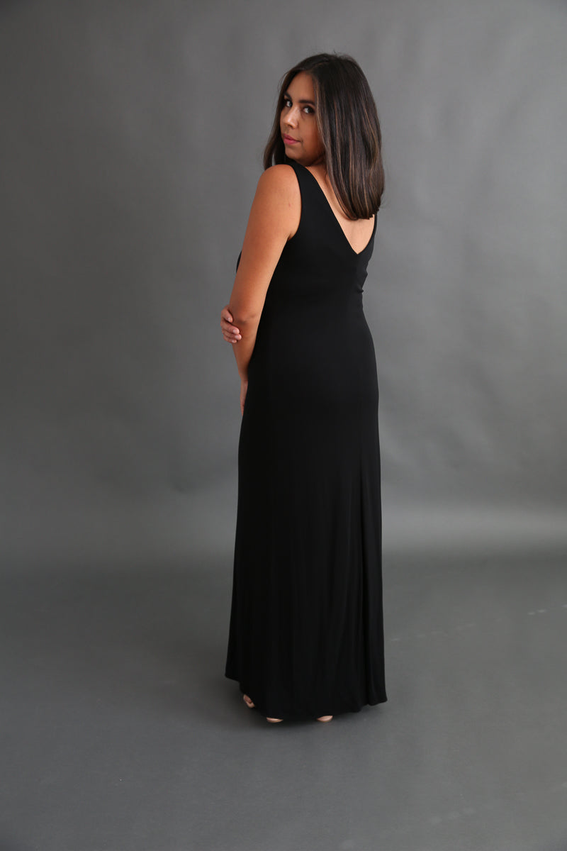 Ruched Stretchy Black Dress Rental