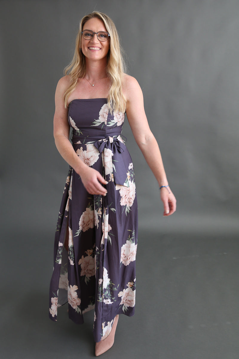 Strapless Floral Jumpsuit Rental