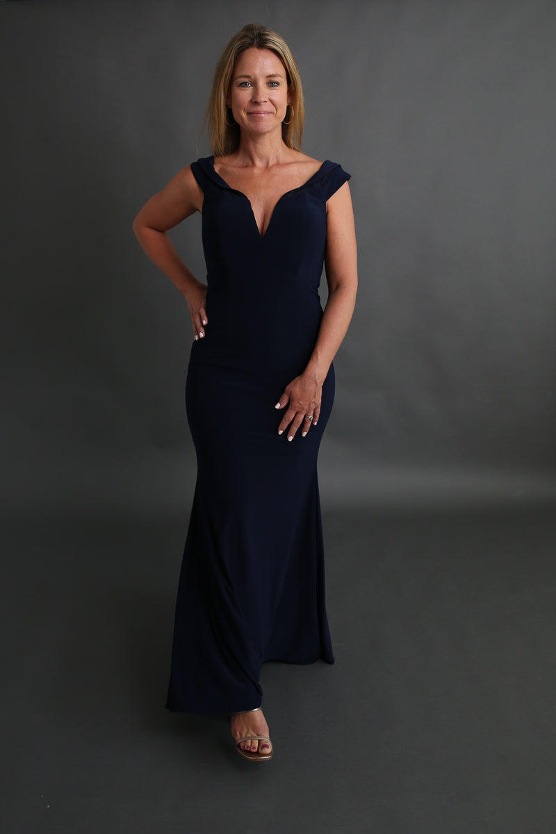 Navy Off Shoulder Elegant Dress Rental