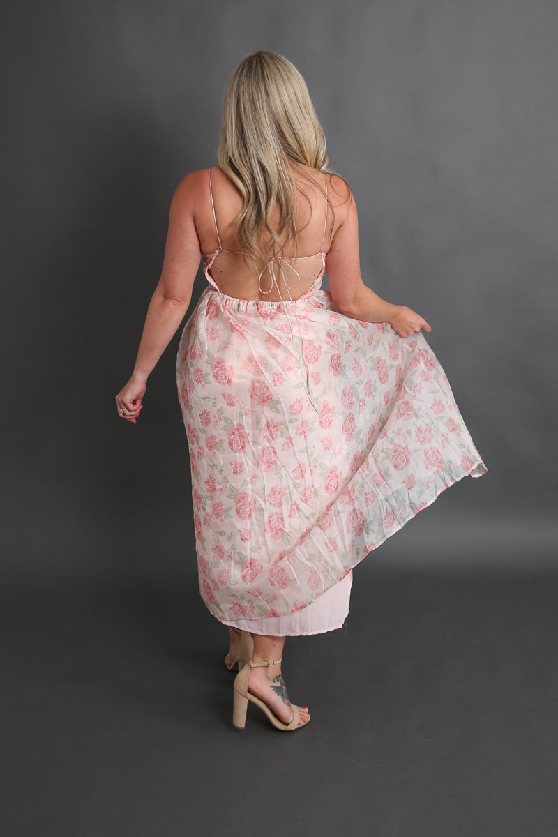 Maddie's Pink Chiffon Midi Dress Rental - Size Medium