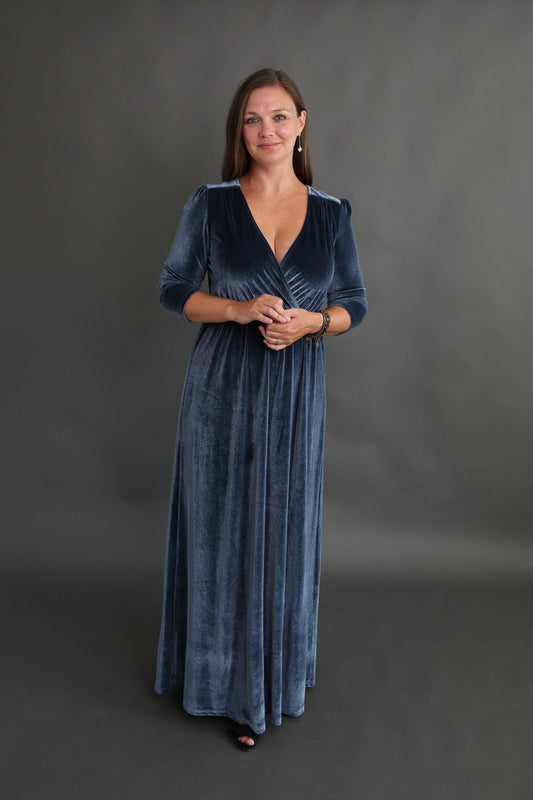 Blue Velvet Dress Rental - Size Medium