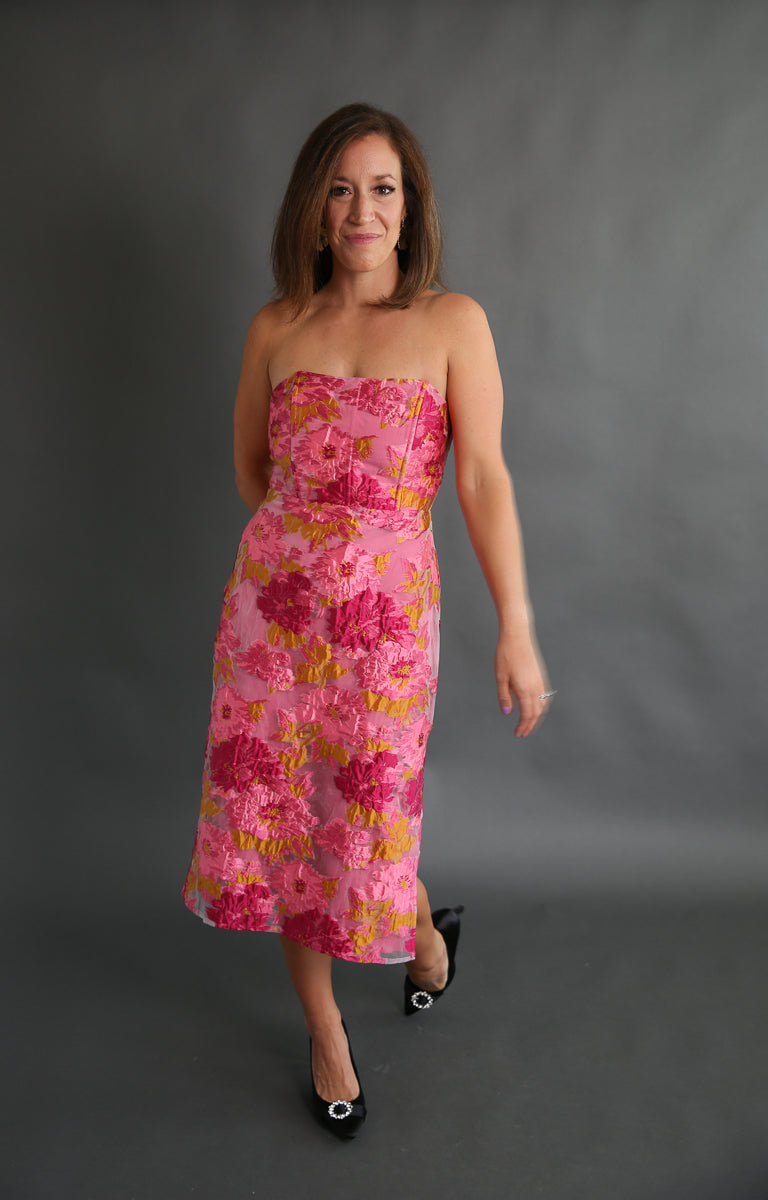 Floral Jacquard Bustier Dress Rental / Medium