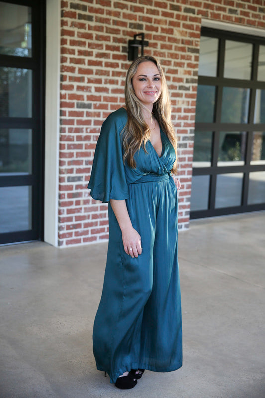 Holiday Teal Time Jumpsuit