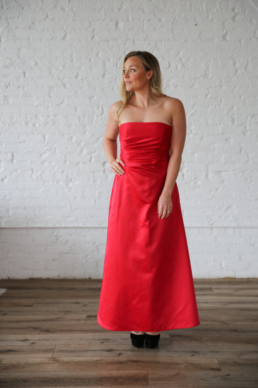 Showstopper Red Strapless Dress Rental -