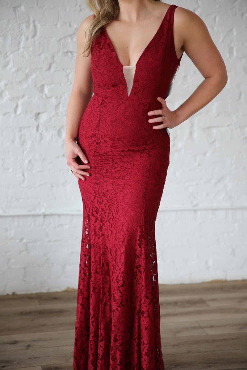 Red Lace Fit and Flare Dress Rental -