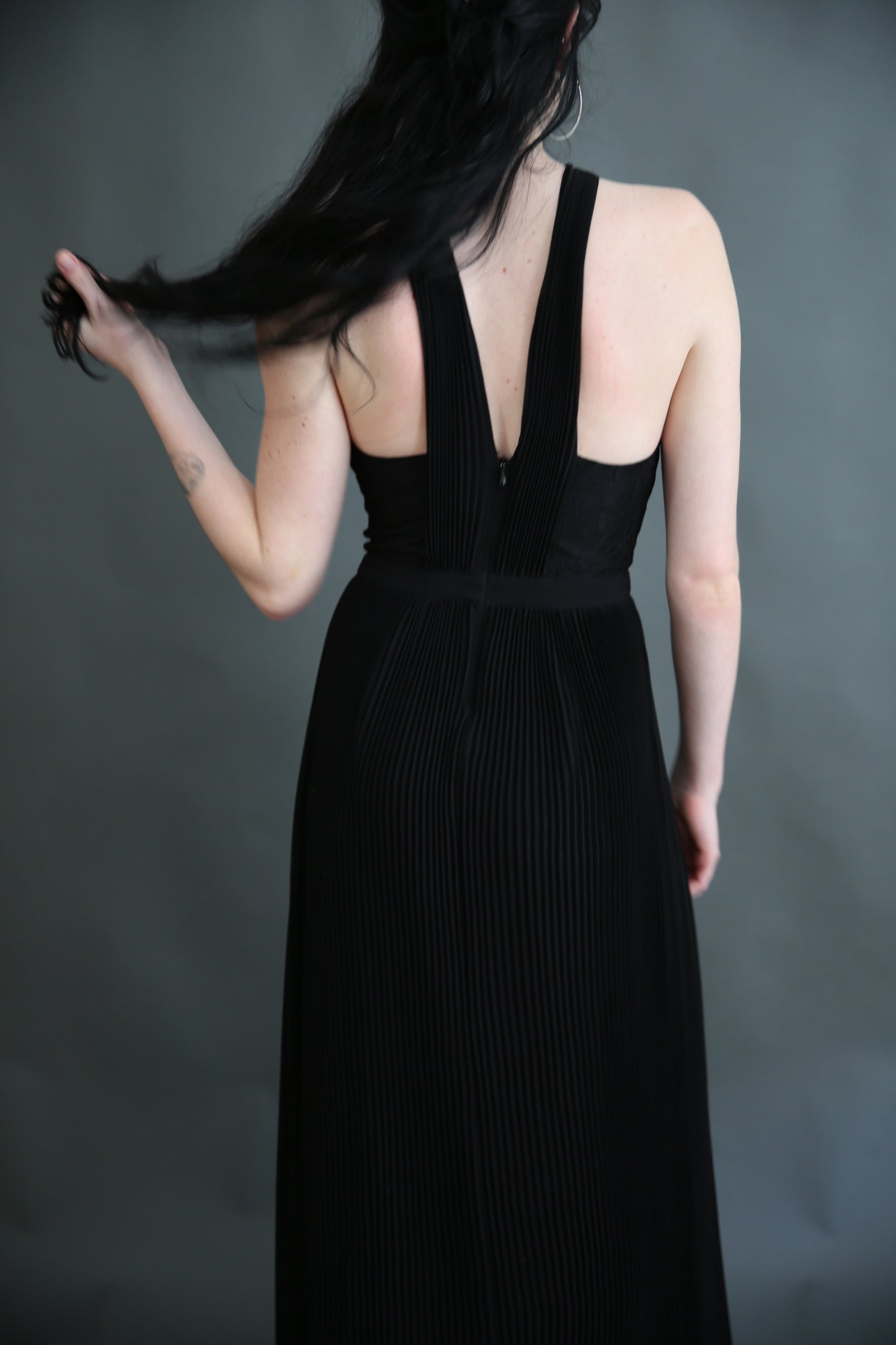 Black Flowy Halter Dress Rental - Size Small