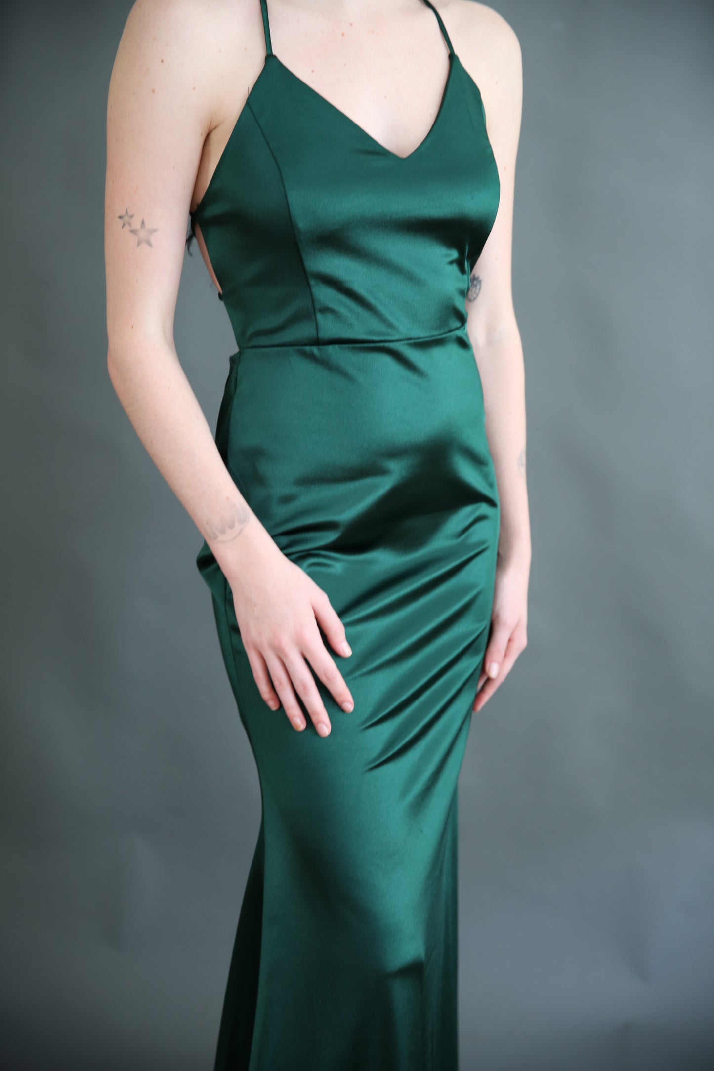 Emerald Green Satin Dress Rental - Large (runs small)