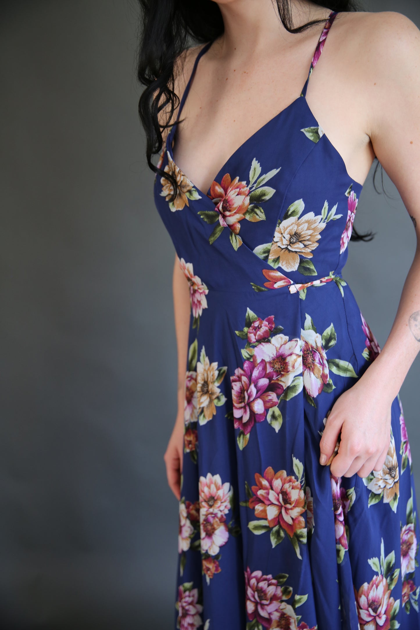 Blue Floral Guest Dress Rental - Small