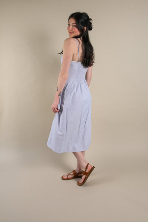 Women's blue and white striped dress
