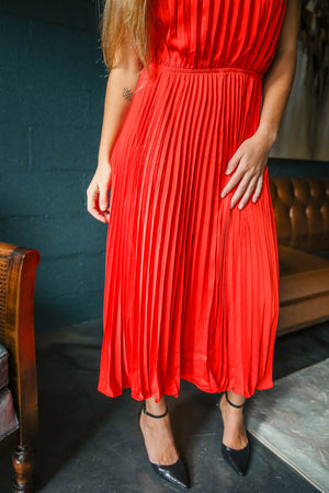 Koralee Red Pleated Dress - Cotton and Grain