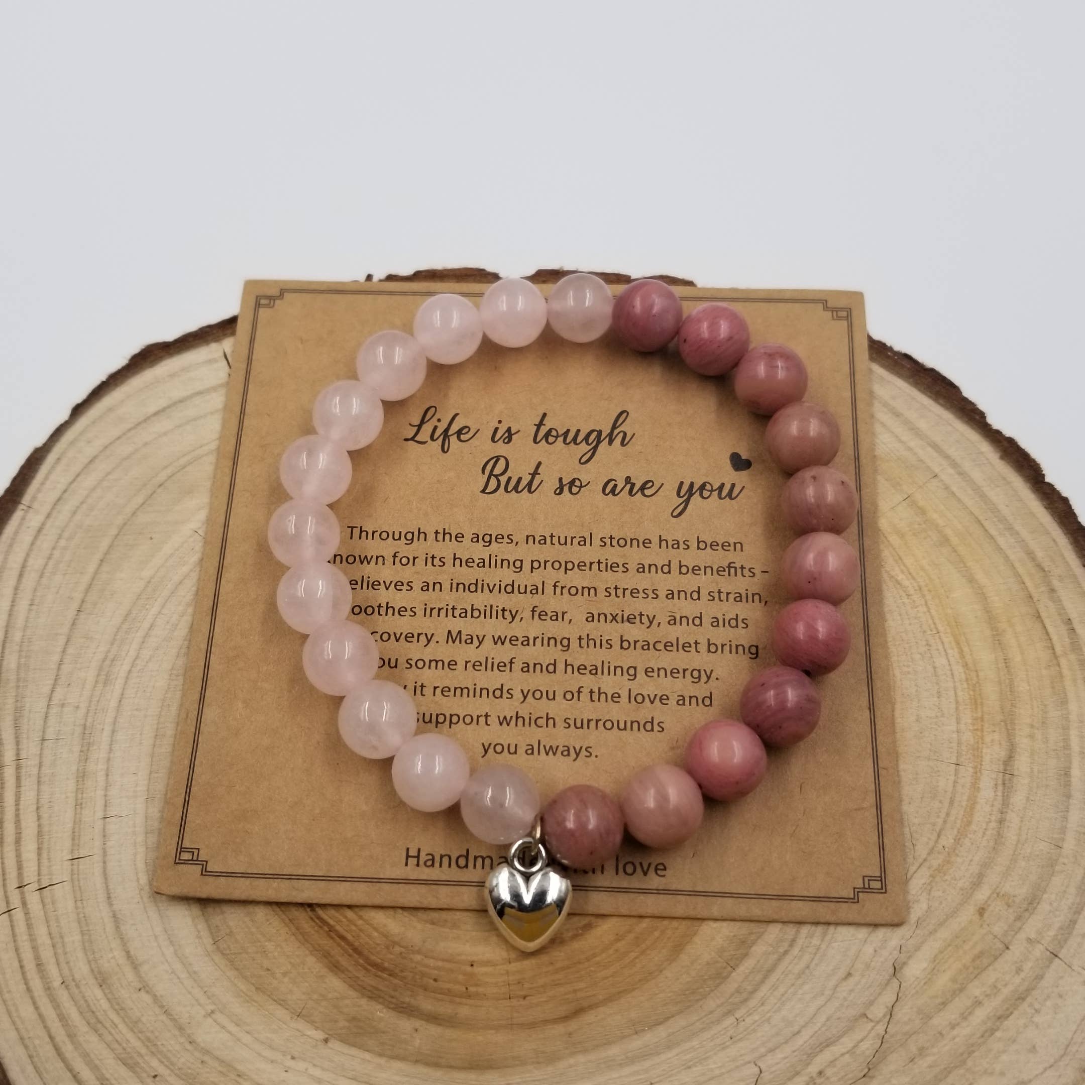 Natural Rose online Quartz Gemstone Bracelet-Fearless Anxiety Stress Relief Bracelet